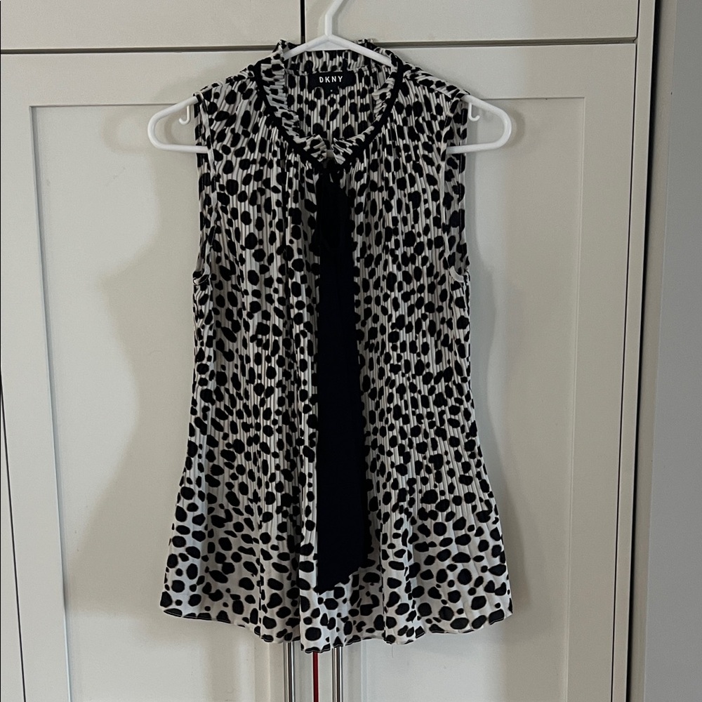 DKNY Black and White Polka Dot Blouse